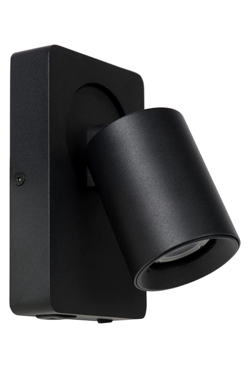 Lucide NIGEL - Bedside lamp / Wall light - LED Dim to warm - CCT - GU10 (MR16) - 1x5W 2200K/3000K - With USB charging point - Black - turned off
